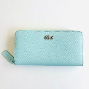 Lacoste Womens Large L.12.12 Concept Billfold Wallet Light Turquoise Blue
